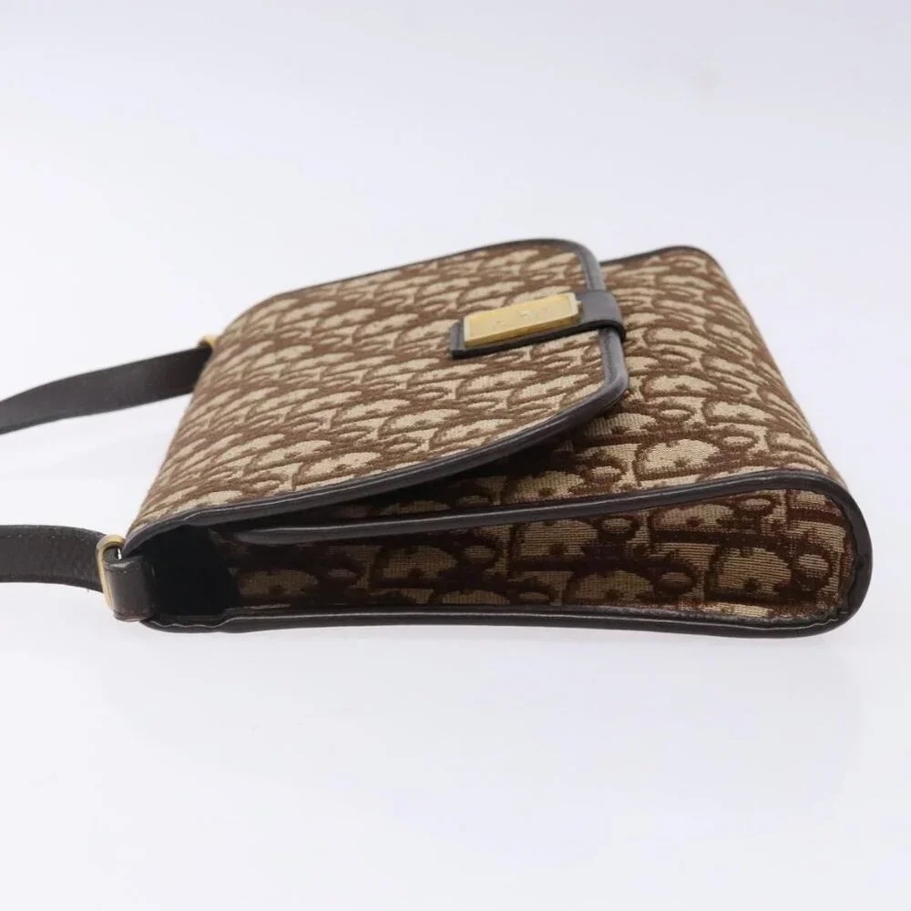 Authentic Christian Dior Trotter Canvas Shoulder Bag Brown Gold - Picture 11 of 16